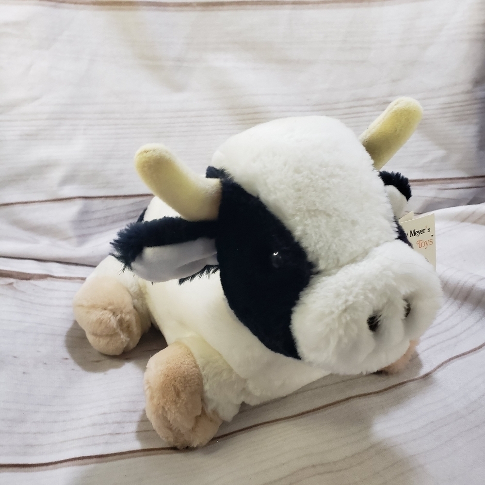 Mary Meyer Tender Toys Cow Plush Hand Puppet 11 Inch 80s Black White With Tag